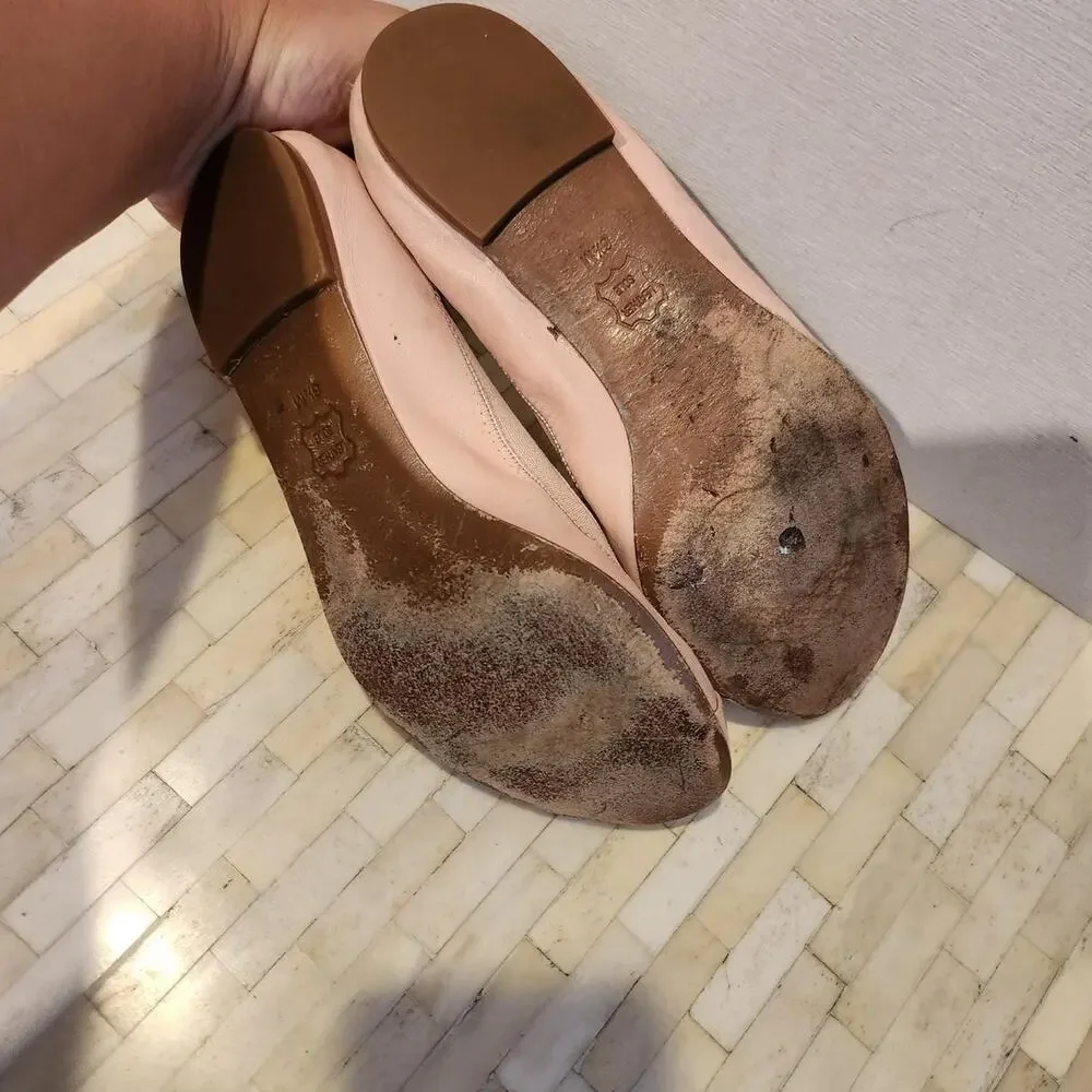 Tory Burch pink leather Jolie cap-toe ballet flats
